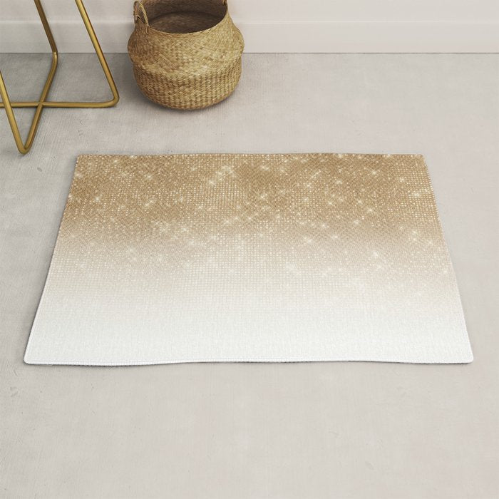 Glamorous Gold Glitter Sequin Ombre Gradient Rug Gallery Image 1
