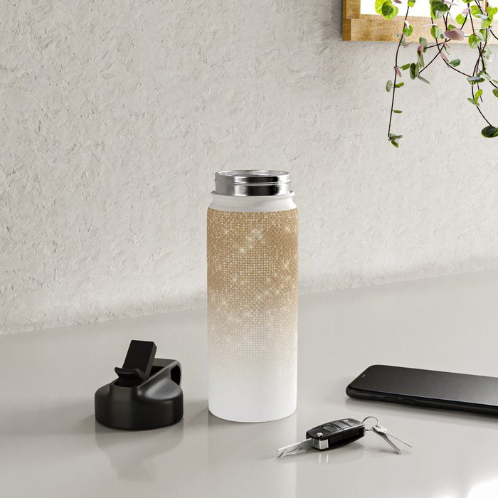 Glamorous Gold Glitter Sequin Ombre Gradient Water Bottle Gallery Image 4