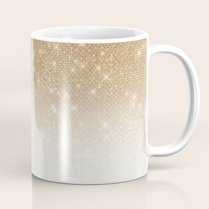 Glamorous Gold Glitter Sequin Ombre Gradient Coffee Mug