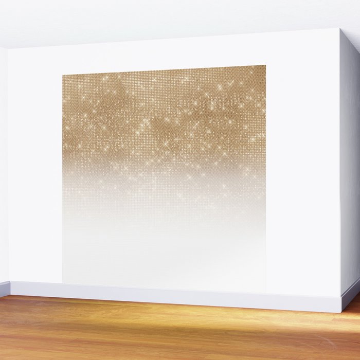 Glamorous Gold Glitter Sequin Ombre Gradient Wall Mural Gallery Image 2