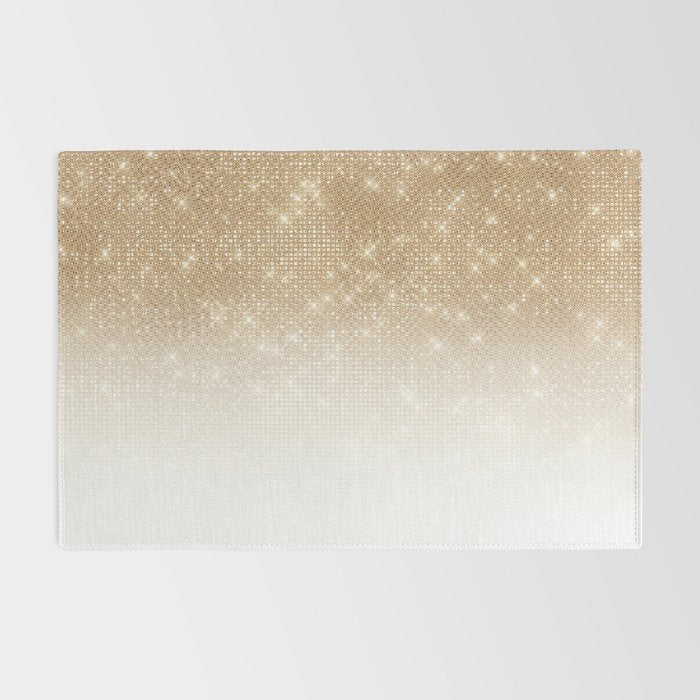Glamorous Gold Glitter Sequin Ombre Gradient Rug Gallery Image 2