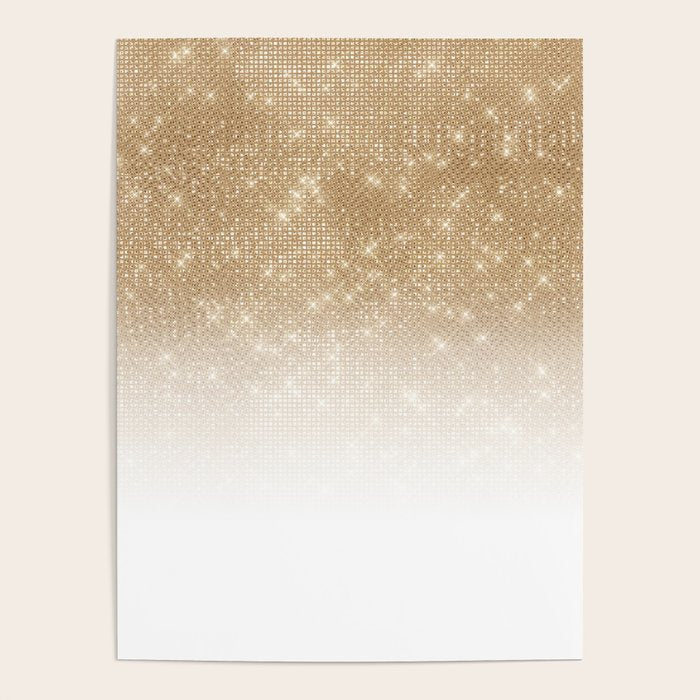 Glamorous Gold Glitter Sequin Ombre Gradient Poster Gallery Image 1