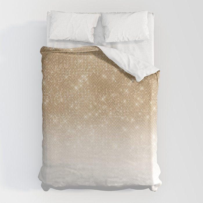 Glamorous Gold Glitter Sequin Ombre Gradient Duvet Cover Gallery Image 6