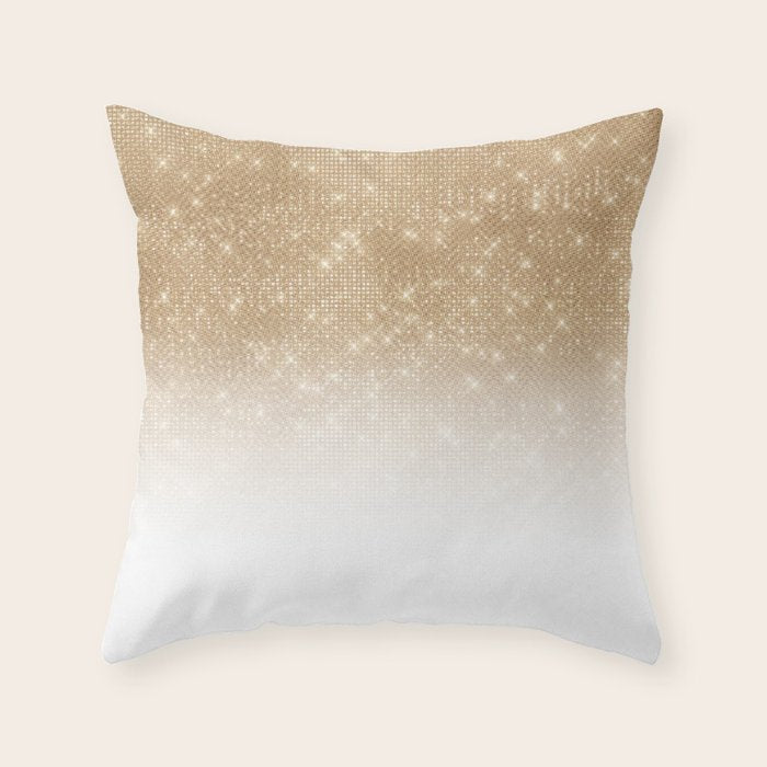 Glamorous Gold Glitter Sequin Ombre Gradient Throw Pillow Gallery Image 1