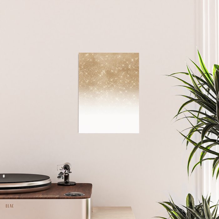 Glamorous Gold Glitter Sequin Ombre Gradient Poster Gallery Image 2