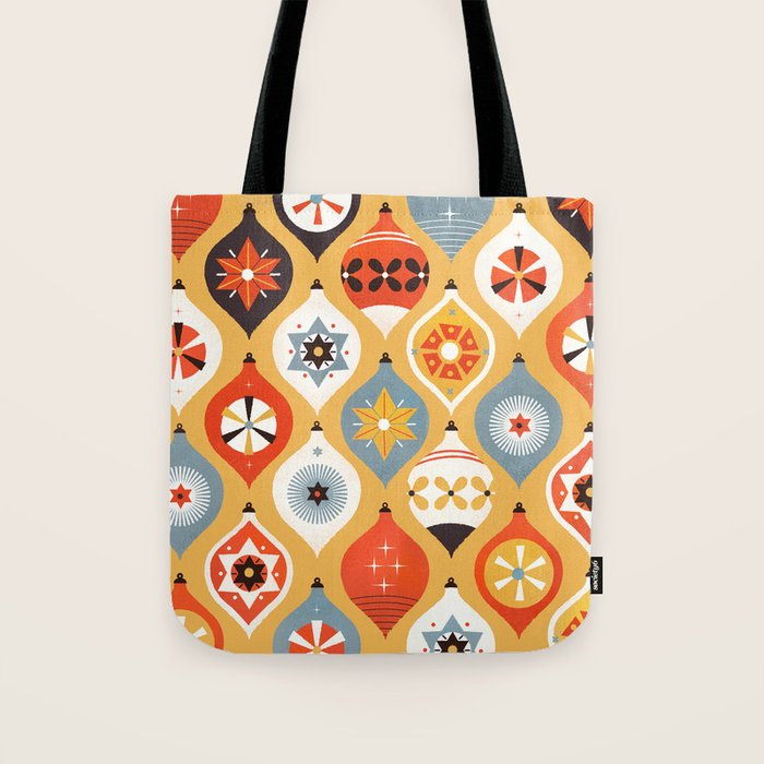 Festive Old-fashioned Christmas Tree Baubles Tote Bag Gallery Image 1