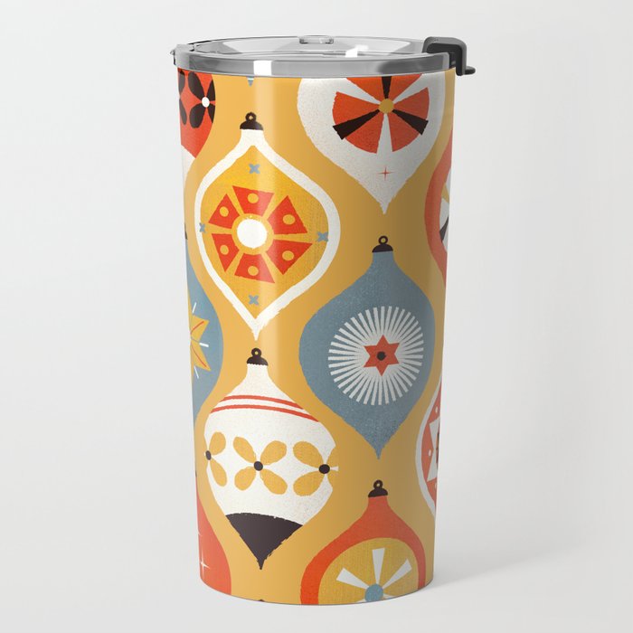 Festive Old-fashioned Christmas Tree Baubles Travel Mug Gallery Image 2
