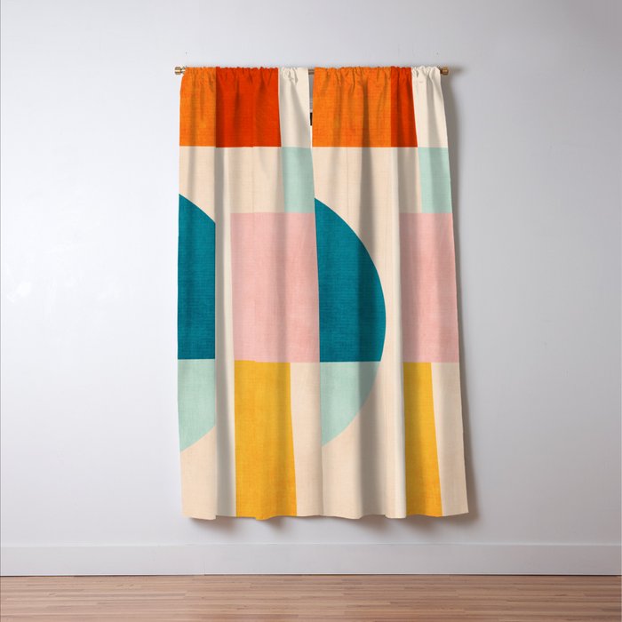 Pastel Tones Colorful Geometric Modern Artwork Window Curtain Gallery Image 3