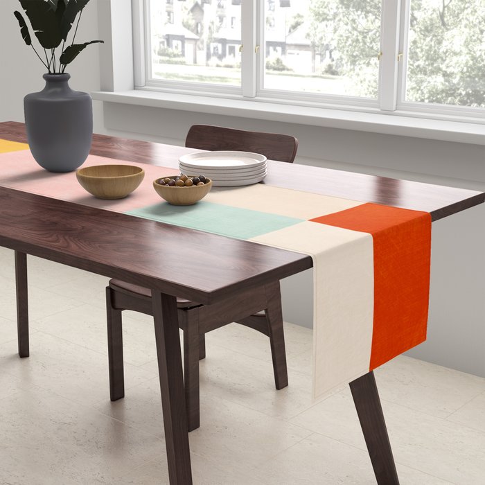 Pastel Tones Colorful Geometric Modern Artwork Table Runner Gallery Image 2