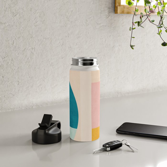 Pastel Tones Colorful Geometric Modern Artwork Water Bottle Gallery Image 4