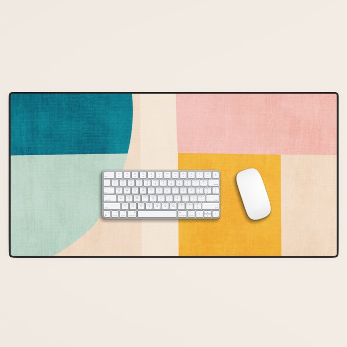Pastel Tones Colorful Geometric Modern Artwork Desk Mat Gallery Image 1