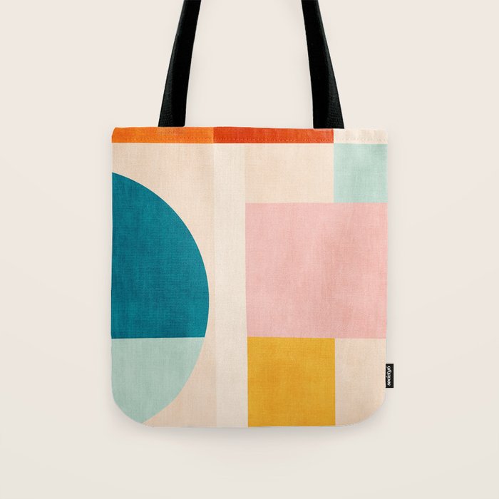 Pastel Tones Colorful Geometric Modern Artwork Tote Bag Gallery Image 1