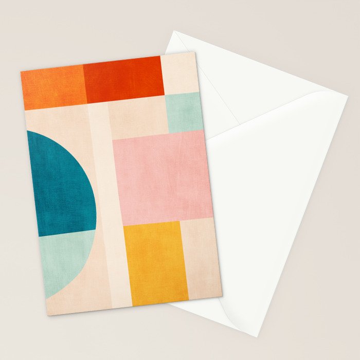 Pastel Tones Colorful Geometric Modern Artwork Stationery Card Gallery Image 2