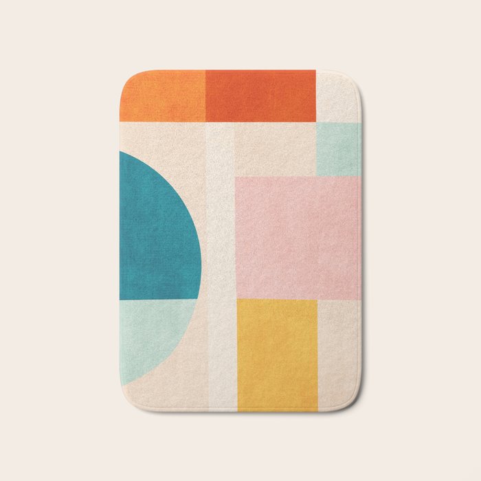 Pastel Tones Colorful Geometric Modern Artwork Bath Mat Gallery Image 1