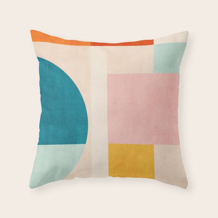 Pastel Tones Colorful Geometric Modern Artwork Throw Pillow Gallery Image 1