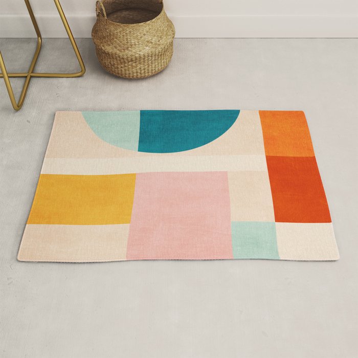 Pastel Tones Colorful Geometric Modern Artwork Rug Gallery Image 1