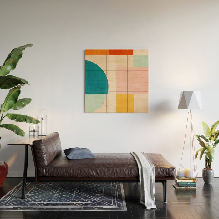 Pastel Tones Colorful Geometric Modern Artwork Wood Wall Art Gallery Image 2