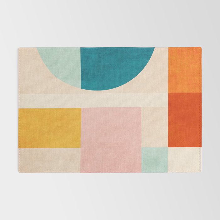 Pastel Tones Colorful Geometric Modern Artwork Rug Gallery Image 2