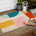 Pastel Tones Colorful Geometric Modern Artwork Outdoor Rug Gallery Image 2