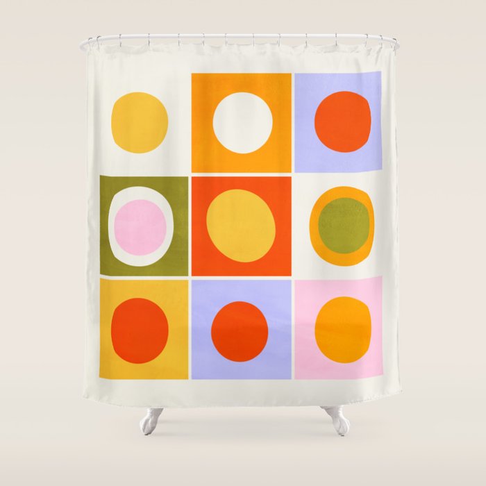 Colourplay & Concentric Circles: Mid Century Edition Shower Curtain Gallery Image 1