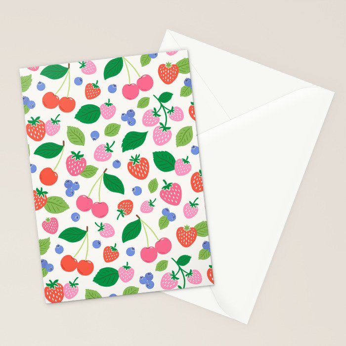 Strawberries and Cherries - Bright Colors Stationery Card Gallery Image 2