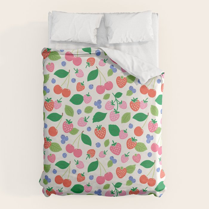 Strawberries and Cherries - Bright Colors Duvet Cover Gallery Image 6