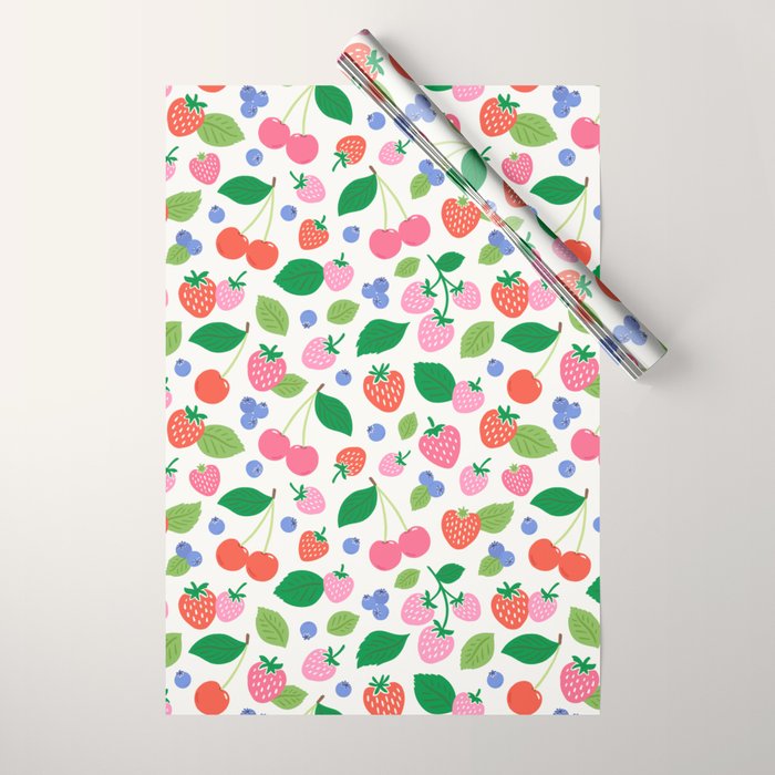 Strawberries and Cherries - Bright Colors Wrapping Paper Gallery Image 1