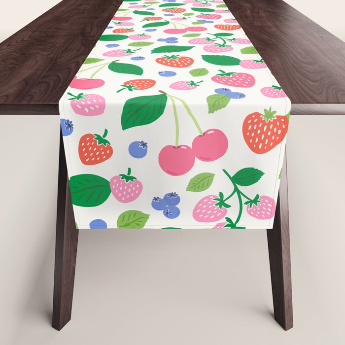 Strawberries and Cherries - Bright Colors Table Runner Gallery Image 1