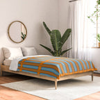 Eclectic Geometric Colorful Geo Box Retro Striped Pattern Orange Blue Brown Cream Comforter Gallery Image 2