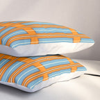 Eclectic Geometric Colorful Geo Box Retro Striped Pattern Orange Blue Brown Cream Pillow Sham Gallery Image 3