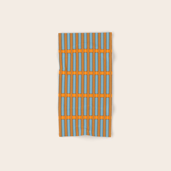 Eclectic Geometric Colorful Geo Box Retro Striped Pattern Orange Blue Brown Cream Bath Towel Gallery Image 1