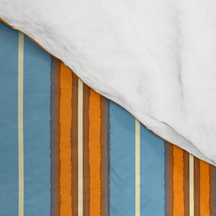 Eclectic Geometric Colorful Geo Box Retro Striped Pattern Orange Blue Brown Cream Comforter Gallery Image 4