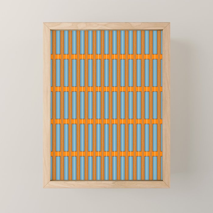 Eclectic Geometric Colorful Geo Box Retro Striped Pattern Orange Blue Brown Cream Mini Art Print Gallery Image 1
