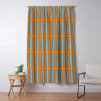 Eclectic Geometric Colorful Geo Box Retro Striped Pattern Orange Blue Brown Cream Window Curtain Gallery Image 5