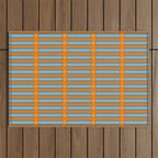 Eclectic Geometric Colorful Geo Box Retro Striped Pattern Orange Blue Brown Cream Outdoor Rug Gallery Image 1
