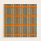 Eclectic Geometric Colorful Geo Box Retro Striped Pattern Orange Blue Brown Cream Wood Wall Art Gallery Image 1