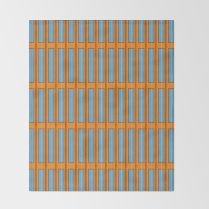 Eclectic Geometric Colorful Geo Box Retro Striped Pattern Orange Blue Brown Cream Throw Blanket Gallery Image 2