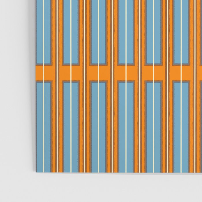 Eclectic Geometric Colorful Geo Box Retro Striped Pattern Orange Blue Brown Cream Poster Gallery Image 3