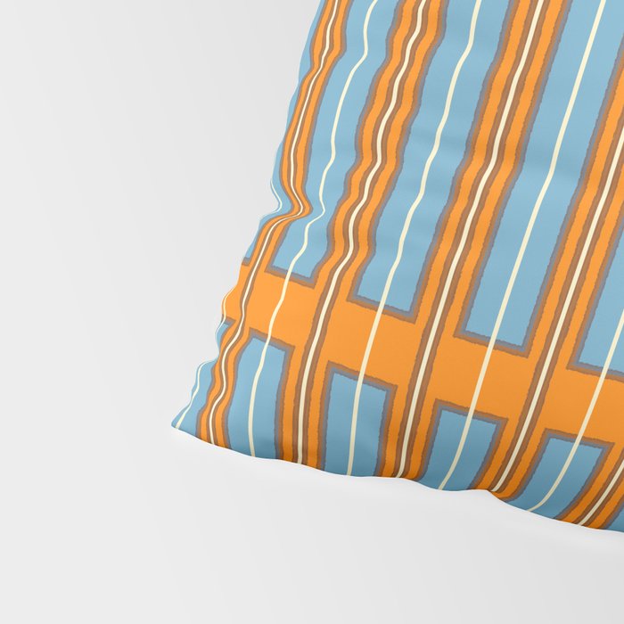 Eclectic Geometric Colorful Geo Box Retro Striped Pattern Orange Blue Brown Cream Pillow Sham Gallery Image 4