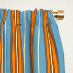 Eclectic Geometric Colorful Geo Box Retro Striped Pattern Orange Blue Brown Cream Window Curtain Gallery Image 2