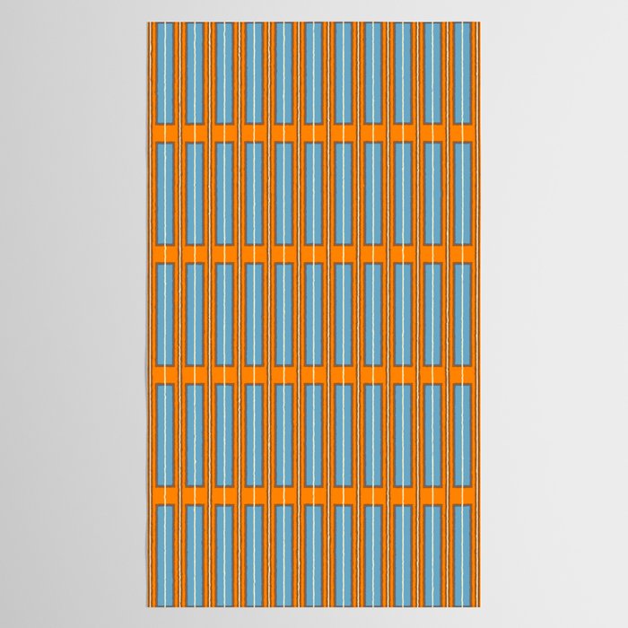 Eclectic Geometric Colorful Geo Box Retro Striped Pattern Orange Blue Brown Cream Tablecloth Gallery Image 2