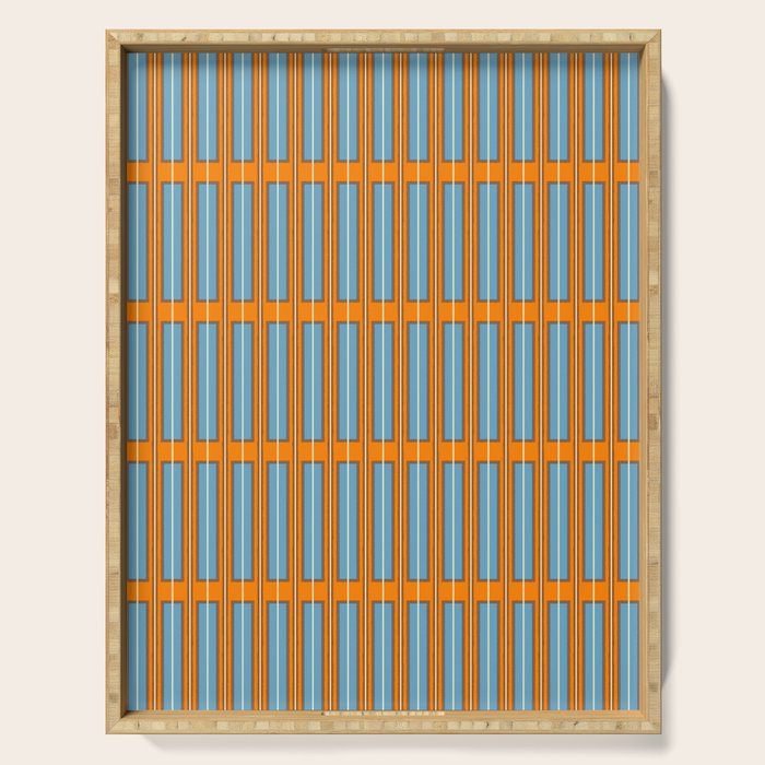 Eclectic Geometric Colorful Geo Box Retro Striped Pattern Orange Blue Brown Cream Serving Tray Gallery Image 1
