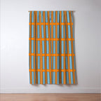 Eclectic Geometric Colorful Geo Box Retro Striped Pattern Orange Blue Brown Cream Window Curtain Gallery Image 3
