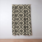 Triceratops Damask - black and cream Window Curtain Gallery Image 3