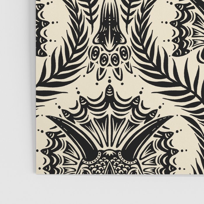 Triceratops Damask - black and cream Poster Gallery Image 3