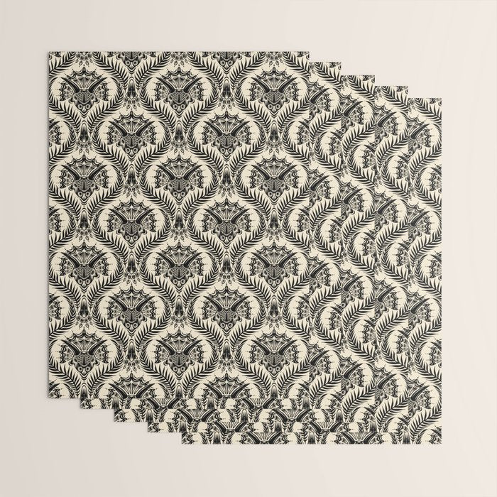 Triceratops Damask - black and cream Wrapping Paper Gallery Image 3