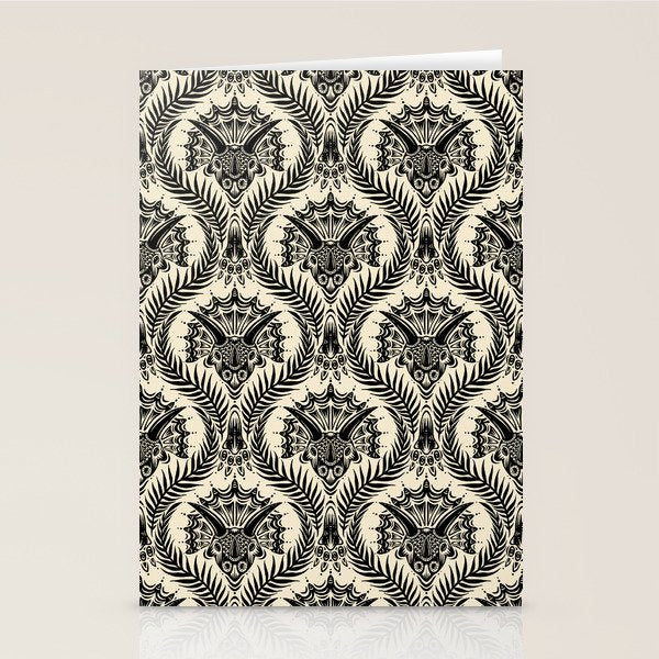 Triceratops Damask - black and cream Stationery Card Gallery Image 2