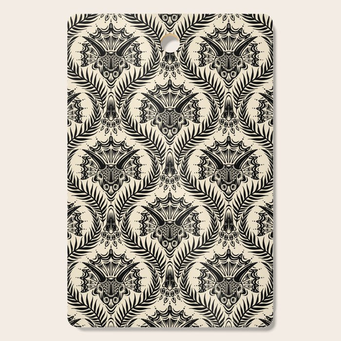 Triceratops Damask - black and cream Cutting Board Gallery Image 1