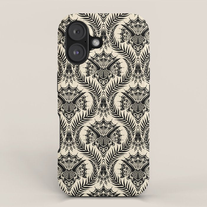 Triceratops Damask - black and cream iPhone Case Gallery Image 1