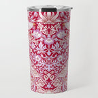William Morris Strawberry Thief Hot Fuschia Pink Travel Mug Gallery Image 1